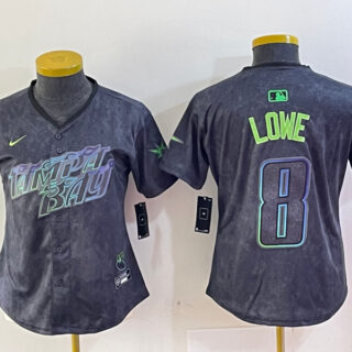 Women's Tampa Bay Rays #8 Brandon Lowe Charcoal 2024 City Connect Limited Stitched Baseball Jerseys