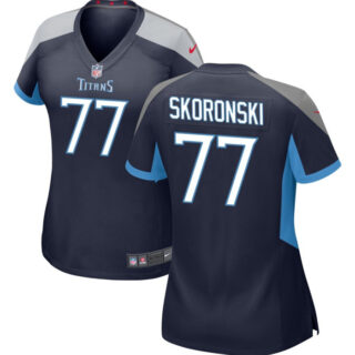 Women's Tennessee Titans #77 Peter Skoronski Navy 2023 Draft Stitched Game Jersey(Run Small)