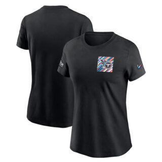 Women's Tennessee Titans Black 2023 Crucial Catch Sideline Tri-Blend T-Shirt(Run Small)