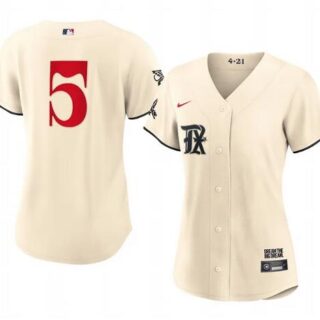 Women's Texas Rangers #5 Corey Seager Cream 2023 City Connect Stitched Baseball Jersey(Run Small)