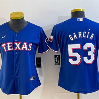 Women's Texas Rangers #53 Adolis García Royal With Patch Stitched Baseball Jersey(Run Small)