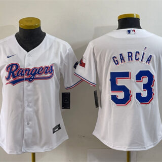 Women's Texas Rangers #53 Adolis García White With Patch Stitched Baseball Jersey(Run Small)