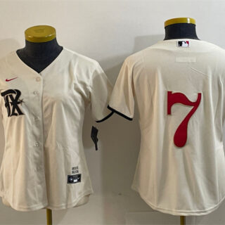 Women's Texas Rangers #7 Ivan Rodriguez Cream City Connect Stitched Baseball Jersey(Run Small)