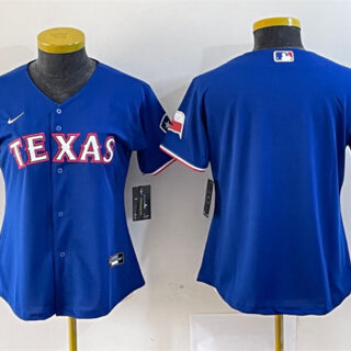 Women's Texas Rangers Blank Royal With Patch Stitched Baseball Jersey(Run Small)