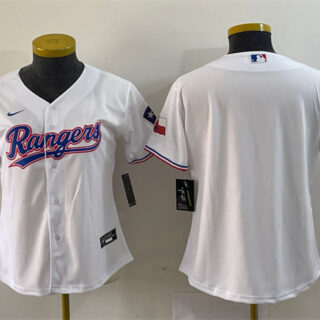 Women's Texas Rangers Blank White With Patch Stitched Baseball Jersey(Run Small)