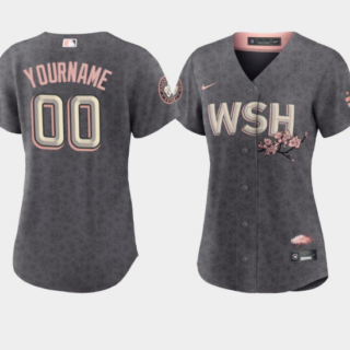 Women's Washington Nationals Active Player Custom 2022 Grey City Connect Cherry Blossom Stitched Jersey(Run Small)