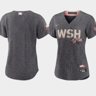 Women's Washington Nationals Blank 2022 Grey City Connect Cherry Blossom Stitched Jersey(Run Small)