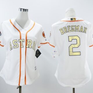 Women Astros 2 Alex Bregman White Women 2018 Gold Program Cool Base Jersey