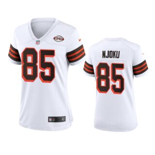 Women Browns #85 David Njoku Nike 1946 Collection Alternate Game Limited NFL Jersey - White