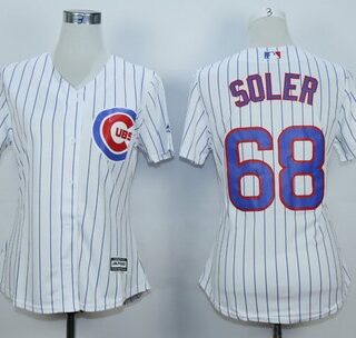 Women Cubs 68 Jorge Soler White Women Cool Base Jersey
