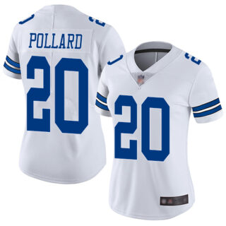Women Dallas Cowboys #20 Tony Pollard Road White Vapor Untouchable Limited Jersey