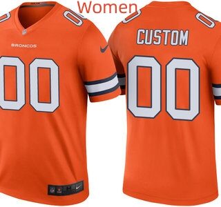 Women Denver Broncos Orange Custom Color Rush Legend Jersey