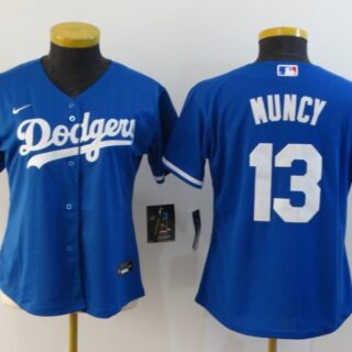 Women Dodgers 13 Max Muncy Royal Women 2020 Nike Cool Base Jersey