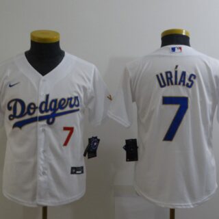 Women Dodgers 7 Julio Urias White Women Nike 2021 Gold Program Cool Base Jerseys
