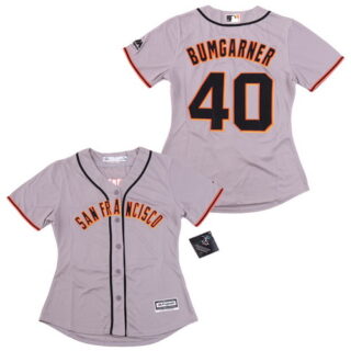 Women Giants 40 Madison Bumgarner Gray Women Cool Base Jersey