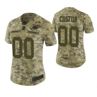 Women Green Bay Packers Custom Camo 2018 Salute To Service Limited Jersey