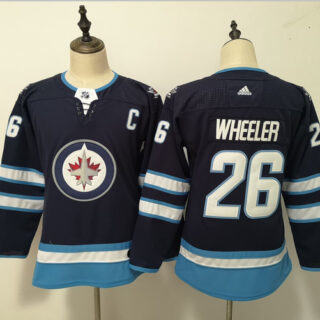 Women Jets 26 Blake Wheeler Navy Women Adidas Jersey