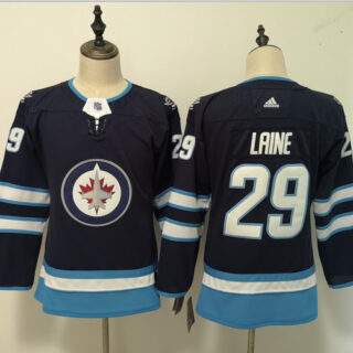Women Jets 29 Patrik Laine Navy Women Adidas Jersey
