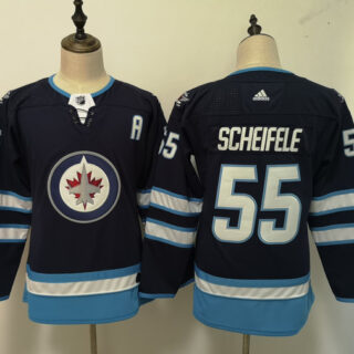 Women Jets 55 Mark Scheifele Navy Women Adidas Jersey
