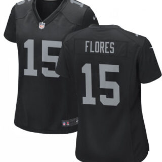 Women Las Vegas Raiders 15 Tom Flores Black Limited Jersey