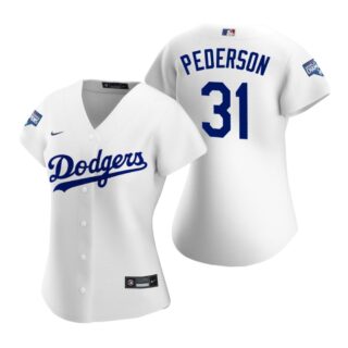 Women Los Angeles Dodgers #31 Joc Pederson White 2020 World Series Champions Replica Jersey