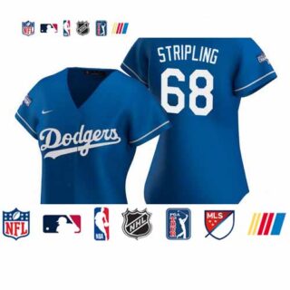 Women Los Angeles Dodgers 68 Ross Stripling Royal 2020 World Series Champions Replica Jersey