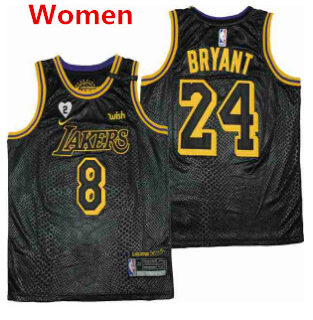 Women Los Angeles Lakers Front #8 Back #24 Kobe Bryant With 2 Gigi Patch Black Stitched Jersey