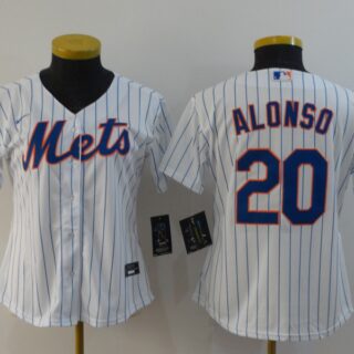 Women Mets 20 Pete Alonso White Women 2020 Nike Flexbase Jersey