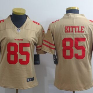Women Nike 49ers 85 George Kittle Cream Women Inverted Legend Limited Jersey