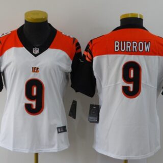 Women Nike Bengals 9 Joe Burrow White Women 2020 NFL Draft First Round Pick Vapor Untouchable Limited Jersey