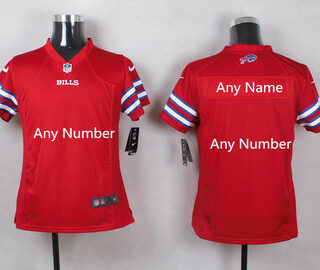 Women Nike Bills Red Stitched NFL Rush Customized Jersey