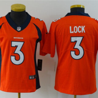 Women Nike Broncos 3 Drew Lock Orange Women Vapor Untouchable Limited Jersey