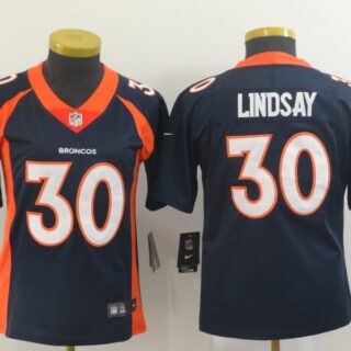 Women Nike Broncos 30 Phillip Lindsay Navy Women Vapor Untouchable Limited Jersey
