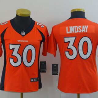 Women Nike Broncos 30 Phillip Lindsay Orange Women Vapor Untouchable Limited Jersey
