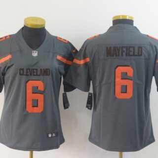 Women Nike Browns 6 Baker Mayfield Gray Women Inverted Legend Limited Jersey