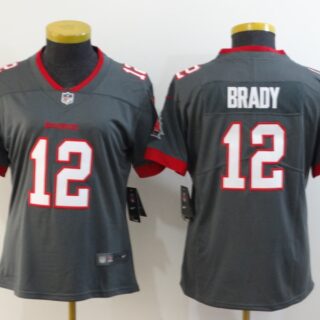 Women Nike Buccaneers 12 Tom Brady Gray Women New 2020 Vapor Untouchable Limited Jersey