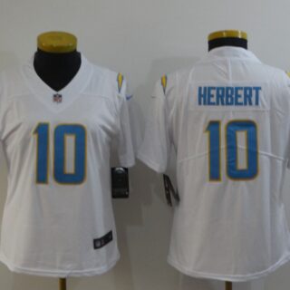 Women Nike Chargers 10 Justin Herbert White Women Vapor Untouchable Limited Jersey