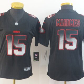 Women Nike Chiefs 15 Patrick Mahomes Black Arch Smoke Women Vapor Untouchable Limited Jersey