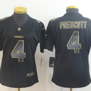 Women Nike Cowboys 4 Dak Prescott Black Gold Women Vapor Untouchable Limited Jersey