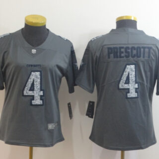 Women Nike Cowboys 4 Dak Prescott Gray Camo Women Vapor Untouchable Limited Jersey