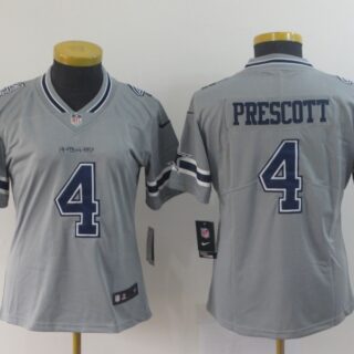 Women Nike Cowboys 4 Dak Prescott Gray Women Inverted Legend Limited Jersey
