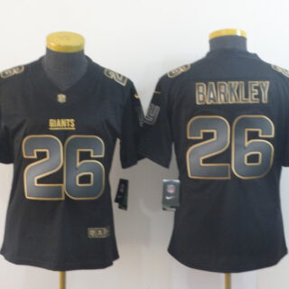 Women Nike Giants 26 Saquon Barkley Black Gold Women Vapor Untouchable Limited Jersey