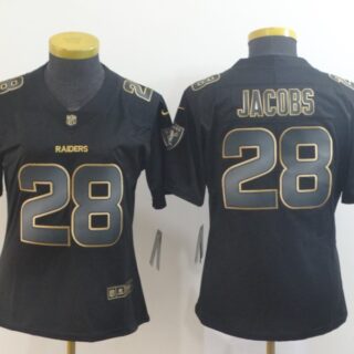 Women Nike Raiders 28 Josh Jacobs Black Gold Women Vapor Untouchable Limited Jersey