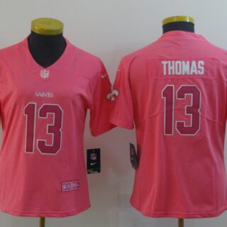 Women Nike Saints 13 Michael Thomas Pink Women Rush Fashion Limited Jersey