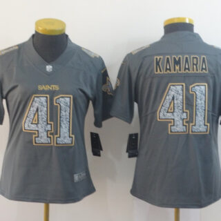 Women Nike Saints 41 Alvin Kamara Gray Camo Women Vapor Untouchable Limited Jersey