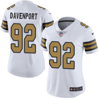 Women Nike Saints 92 Marcus Davenport White Women Color Rush Limited Jersey