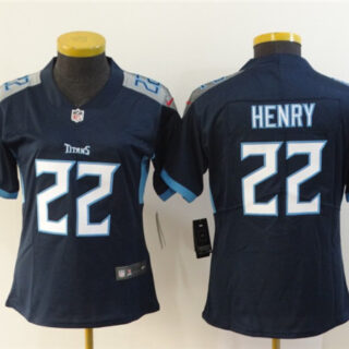 Women Nike Titans 22 Derrick Henry Navy Women New Vapor Untouchable Limited Jersey