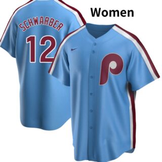 Women Philadelphia Phillies #12 Kyle Schwarber Blue Cool Base Stitched Jersey