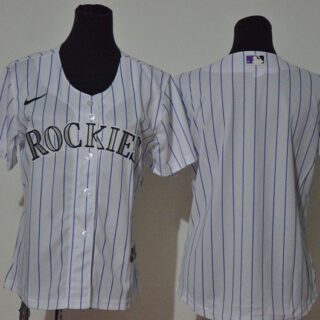 Women Rockies Blank White Women Cool Base Jersey