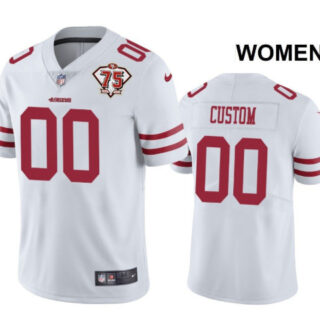 Women San Francisco 49ers #00 Custom Name Number Jersey White 75th Anniversary Jersey